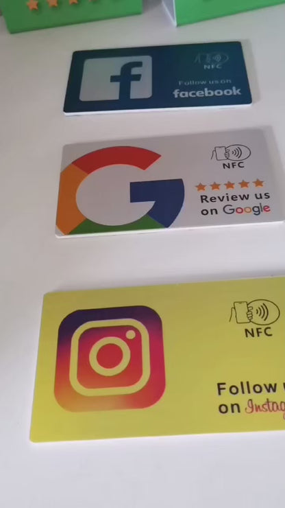 Tarjeta NFC adhesiva para Google, Instagram, WhatsApp, Menú y WiFi